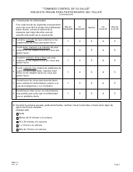 Formulario MMH-1A Tomando Control De Su Salud Encuesta Previa Para Participantes Del Taller - Programa De Autocontrol De Enfermedades Cronicas - New Jersey (Spanish), Page 3