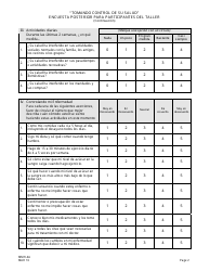 Formulario MMH-4A Tomando Control De Su Salud Encuesta Posterior Para Participantes Del Taller - Programa De Autocontrol De La Diabetes - New Jersey (Spanish), Page 2