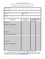 Document preview: Form OCC-40 Worksheet for Hazardous Chemical List - New Jersey