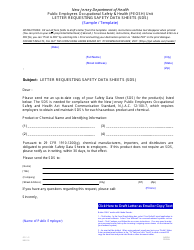 Document preview: Form OCC-41 Letter for Requesting Safety Data Sheets (Sds) - New Jersey