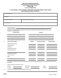 Document preview: Form OPSP-1 J-1 Visa Waiver/State Conrad 30 Program - Physician-Primary Care Survey, Initial/Biannual Service Report - New Jersey