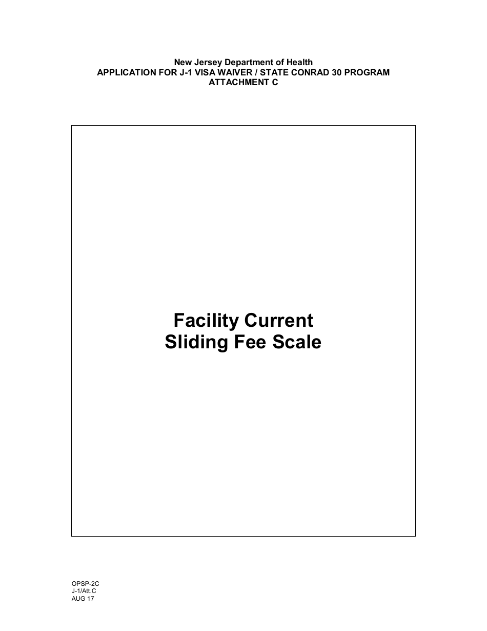 Form OPSP-2C Attachment C Facility Current Sliding Fee Scale - New Jersey, Page 1