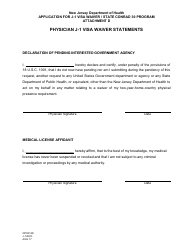 Document preview: Form OPSP-2D Attachment D Physician J-1 Visa Waiver Statements - New Jersey