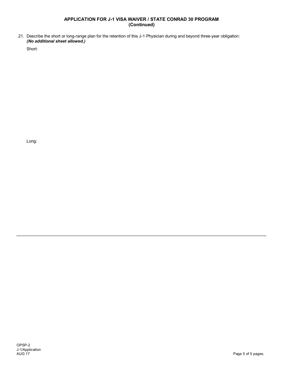Form OPSP-2 Application for J-1 Visa Waiver / State Conrad 30 Program - New Jersey, Page 5
