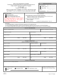 Form PHSS-1 Application for Tanning Facilities Registration - New Jersey
