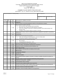 Form PHSS-3 Tanning Facility Inspection Checklist - New Jersey