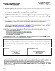 Formulario REG-27B Aplicacion Para Copias Certificadas O Certificaciones De Registros Civiles No-Ancestro - New Jersey (Spanish), Page 2