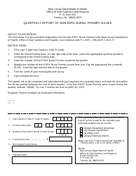 Document preview: Form REG-69 Quarterly Report of Non-edrs Burial Permits Issued - New Jersey