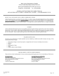 Instructions for Form CL-3 Application for a Clinical Laboratory License (Onsite Testing Only) - New Jersey