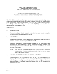 Document preview: Instructions for Form VPH-10 Monthly Dog License Report - New Jersey