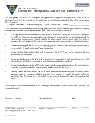 Form S.P.479 &quot;Consent for Photograph &amp; Audio/Visual Release Form&quot; - New Jersey