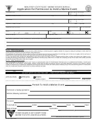 Form S.P.827 Application for Permission to Hold a Marine Event - New Jersey