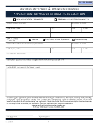 Form S.P.660 Application for Waiver of Boating Regulation - New Jersey