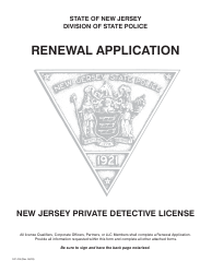 Form S.P.415 &quot;Renewal Application for New Jersey Private Detective License&quot; - New Jersey