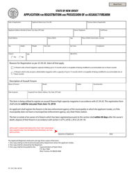 Document preview: Form S.P.341C Application for Registration and Possession of an Assault Firearm - New Jersey