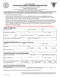 Form S.P.650 Voluntary Form of Firearms Registration - New Jersey