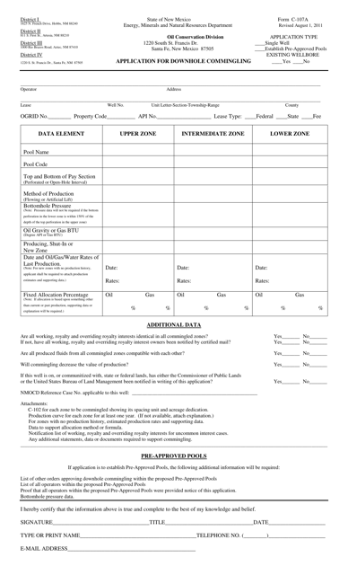 Form C-107A Application for Downhole Commingling - New Mexico