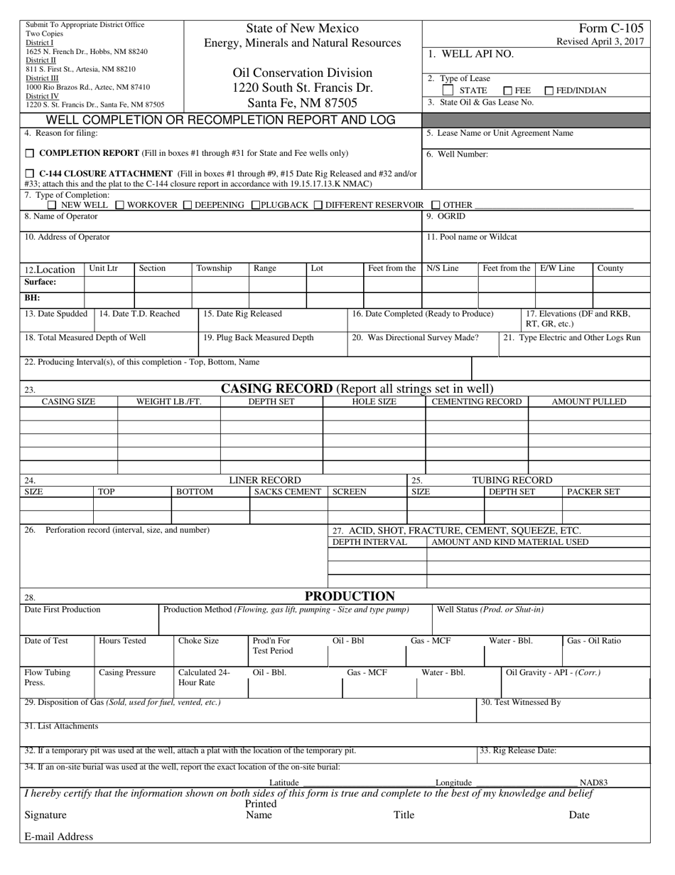 form-c-105-download-printable-pdf-or-fill-online-well-completion-or