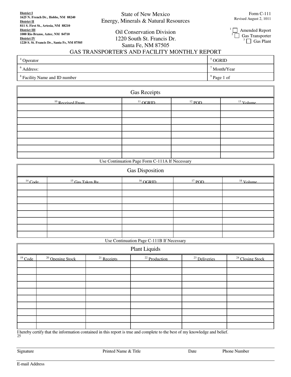 Form C-111 - Fill Out, Sign Online and Download Printable PDF, New ...
