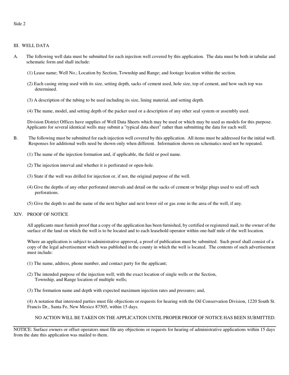 Form C-108 Application for Authorization to Inject - New Mexico, Page 2