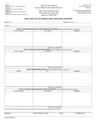 Form C-118 &quot;Treating Plant Operator's Monthly Report&quot; - New Mexico