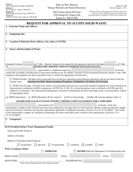 Form C-138 &quot;Request for Approval to Accept Solid Waste&quot; - New Mexico