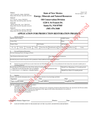 Form C-139 &quot;Application for Production Restoration Project&quot; - New Mexico