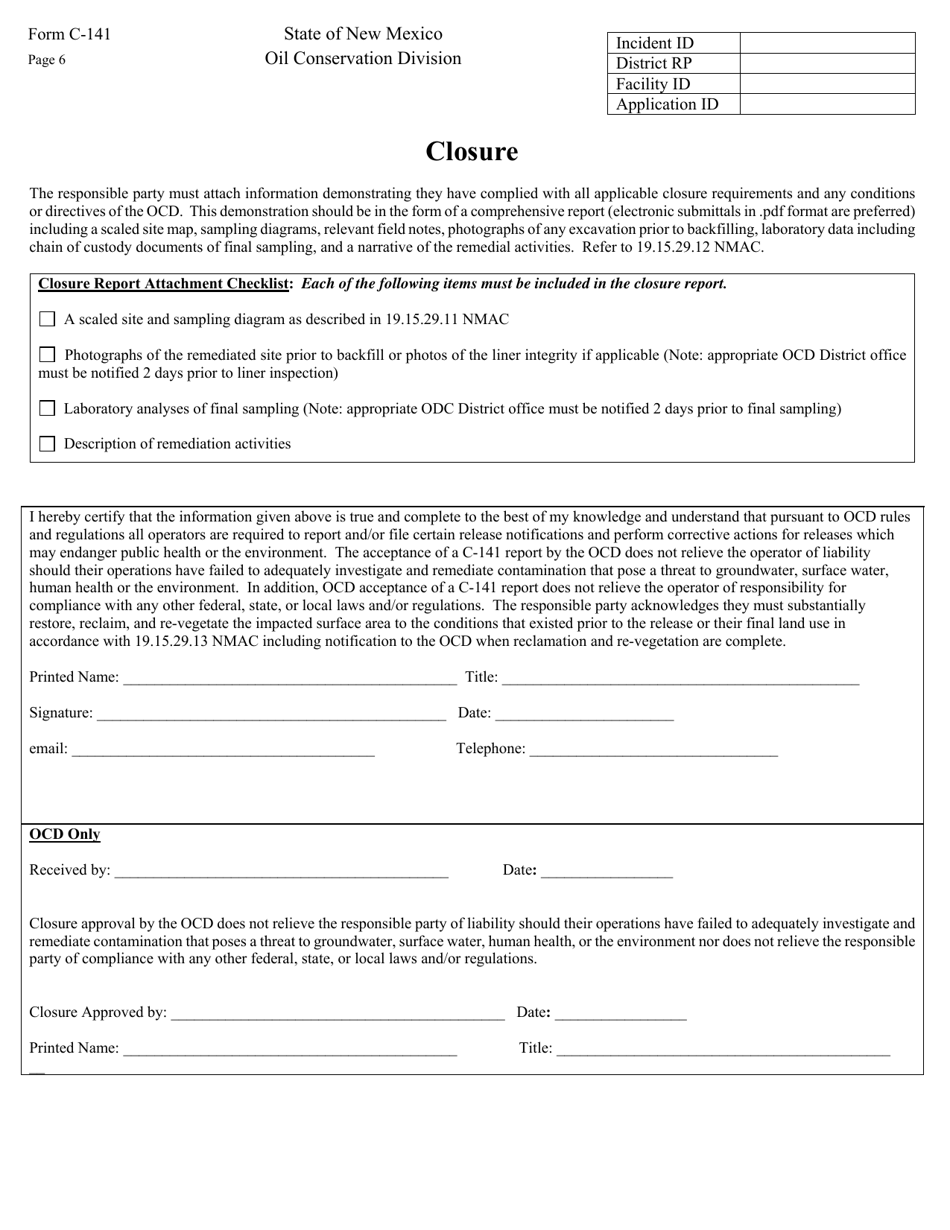 Form C-141 Release Notification - New Mexico, Page 6