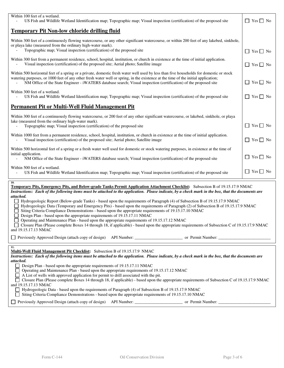 Form C-144 Pit, Below-Grade Tank, or Proposed Alternative Method Permit or Closure Plan Application - New Mexico, Page 3