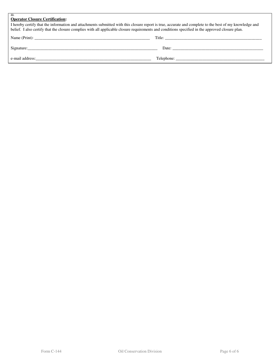 Form C-144 Pit, Below-Grade Tank, or Proposed Alternative Method Permit or Closure Plan Application - New Mexico, Page 6