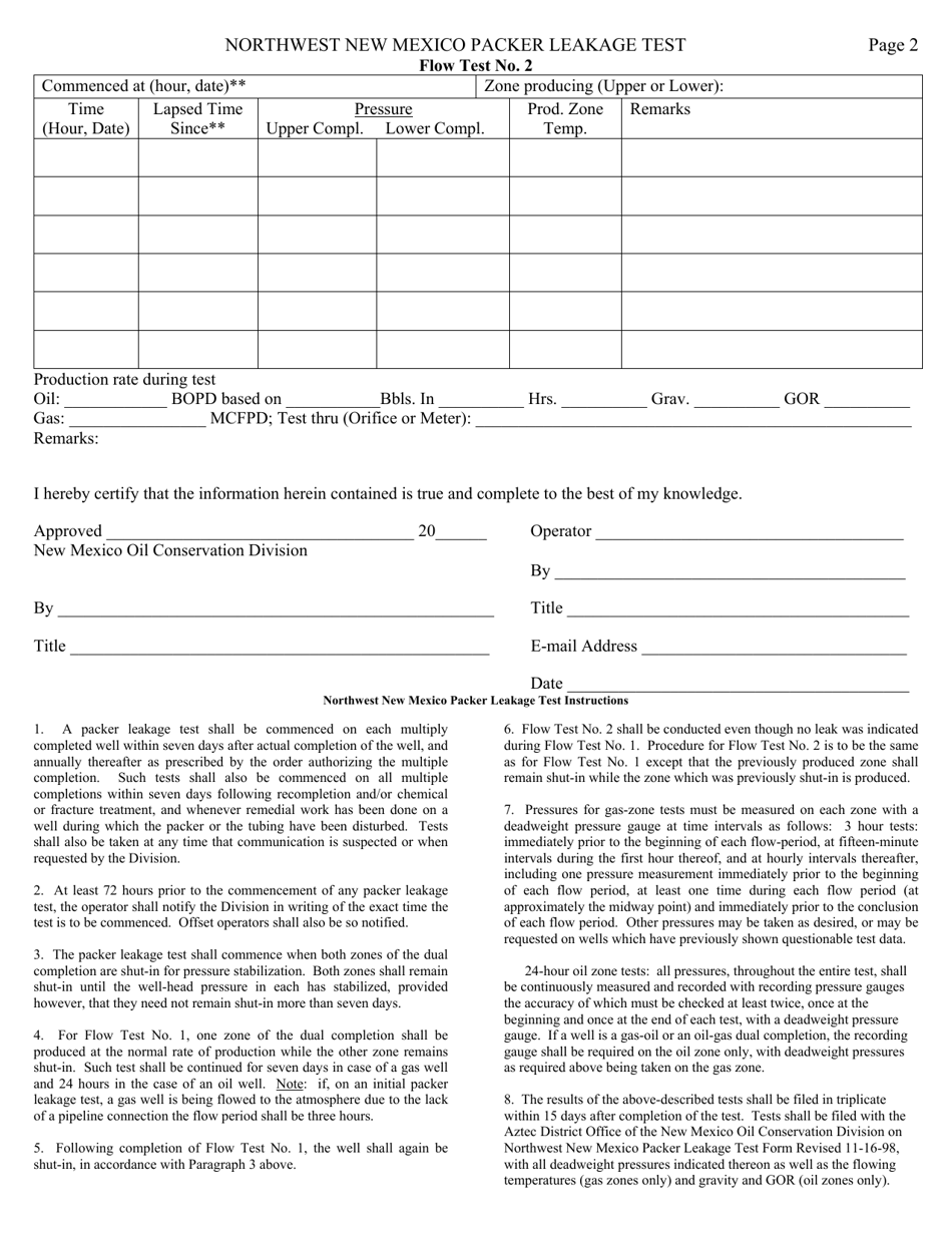Northwest New Mexico Packer Leakage Test - New Mexico, Page 2