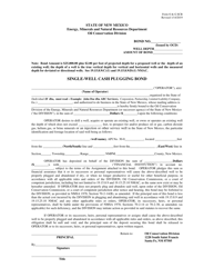 Form O &amp; G SCB Single-Well Cash Plugging Bond - New Mexico