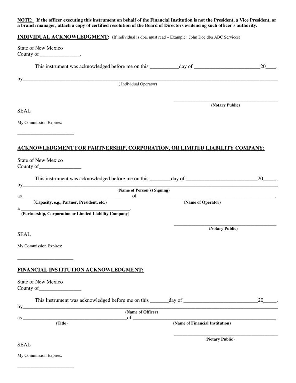 Form O  G CBA Assignment of Cash Collateral Deposit - New Mexico, Page 2