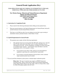 General Mining Permit Application for Dry Conditions - New Mexico
