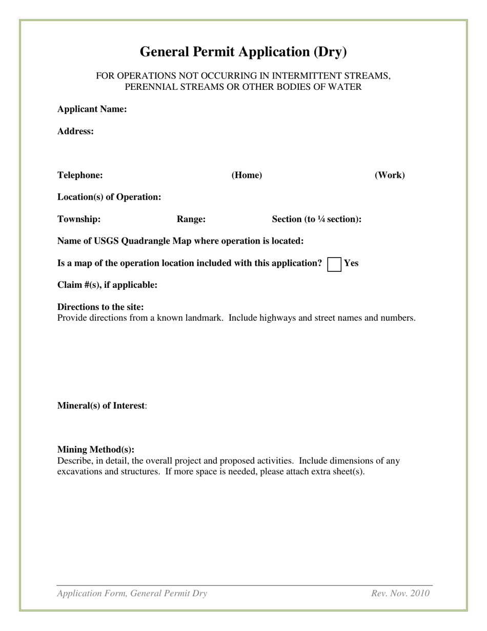 General Mining Permit Application for Dry Conditions - New Mexico, Page 4