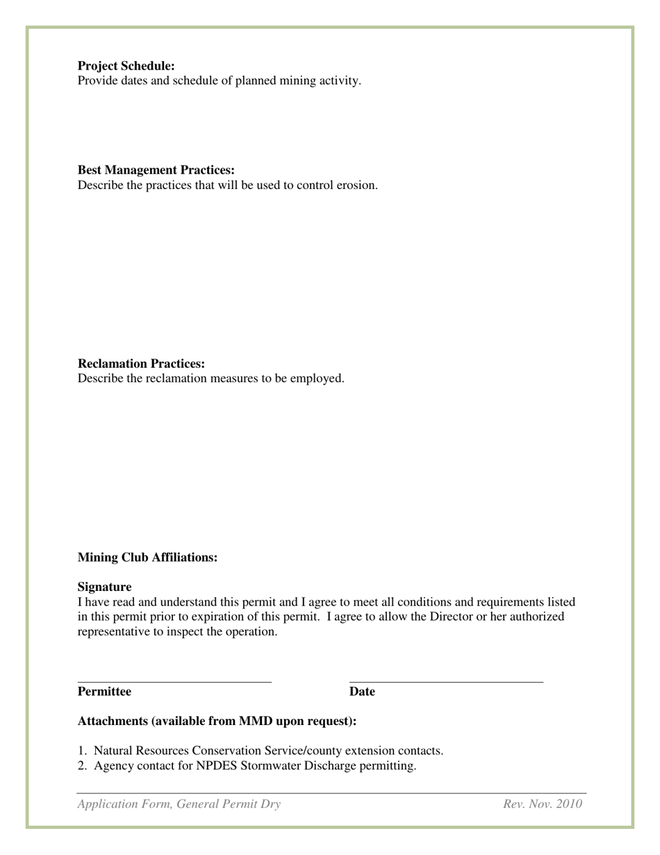 General Mining Permit Application for Dry Conditions - New Mexico, Page 5