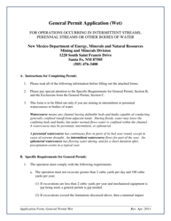 General Mining Permit Application for Wet Conditions - New Mexico