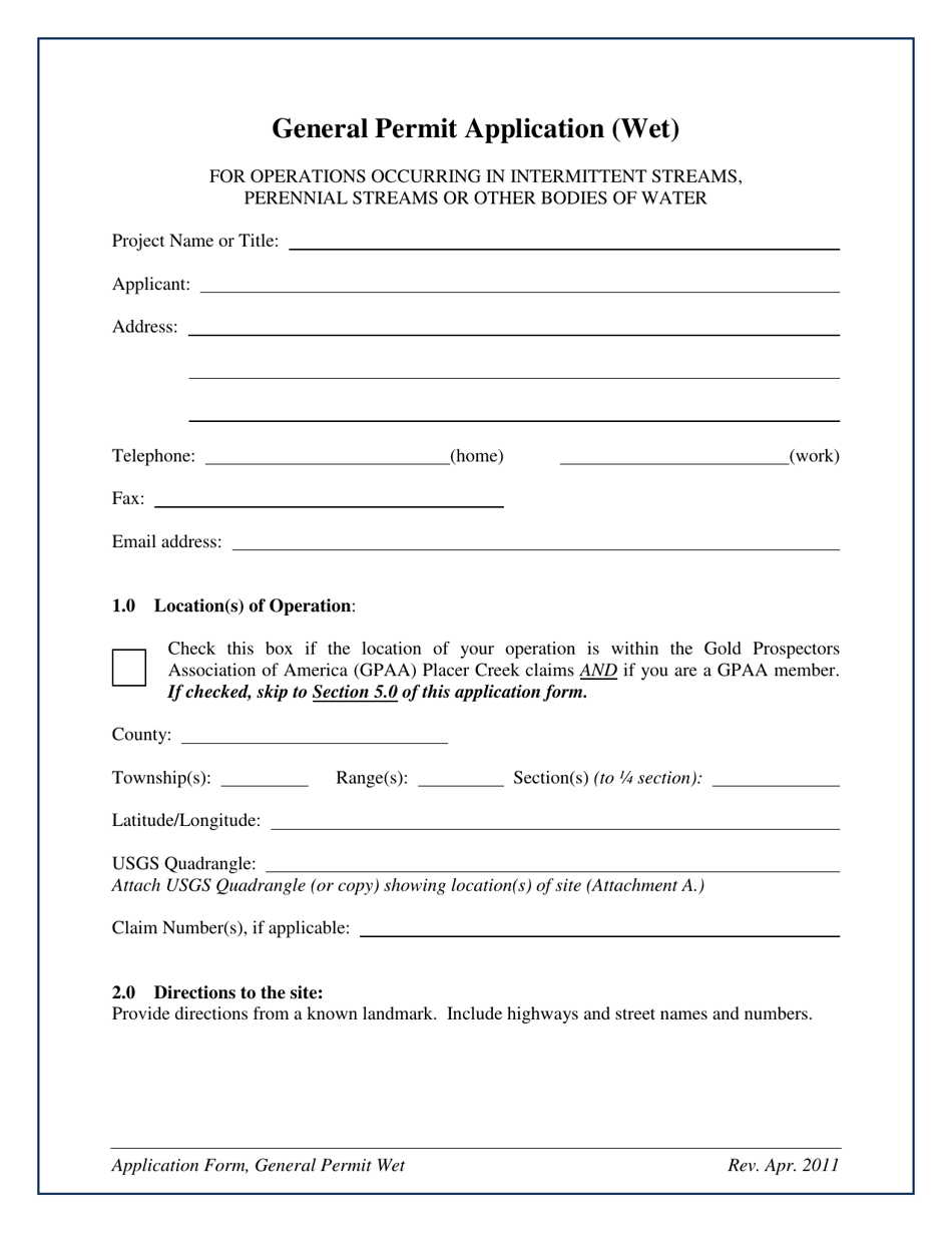 General Mining Permit Application for Wet Conditions - New Mexico, Page 4