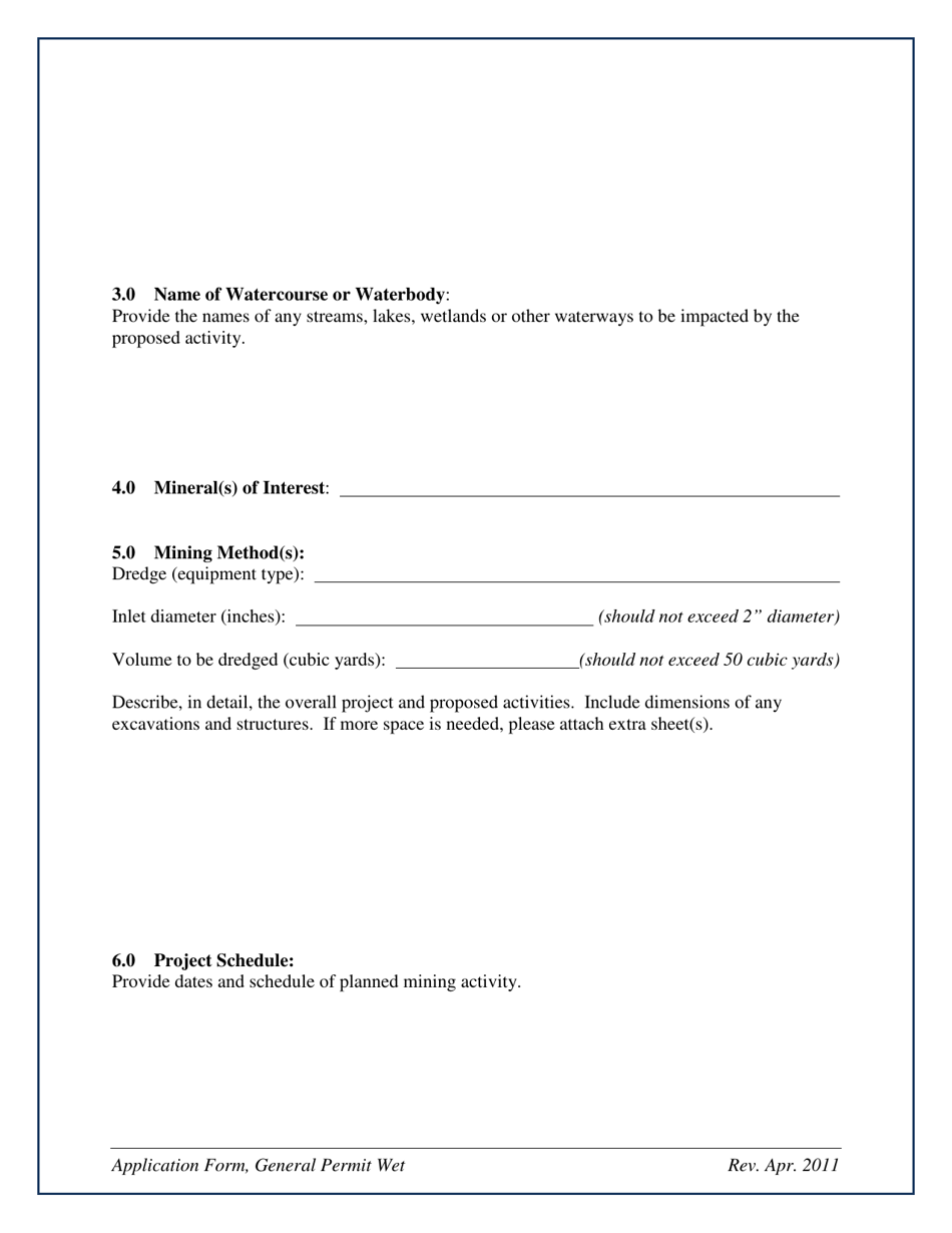 General Mining Permit Application for Wet Conditions - New Mexico, Page 5