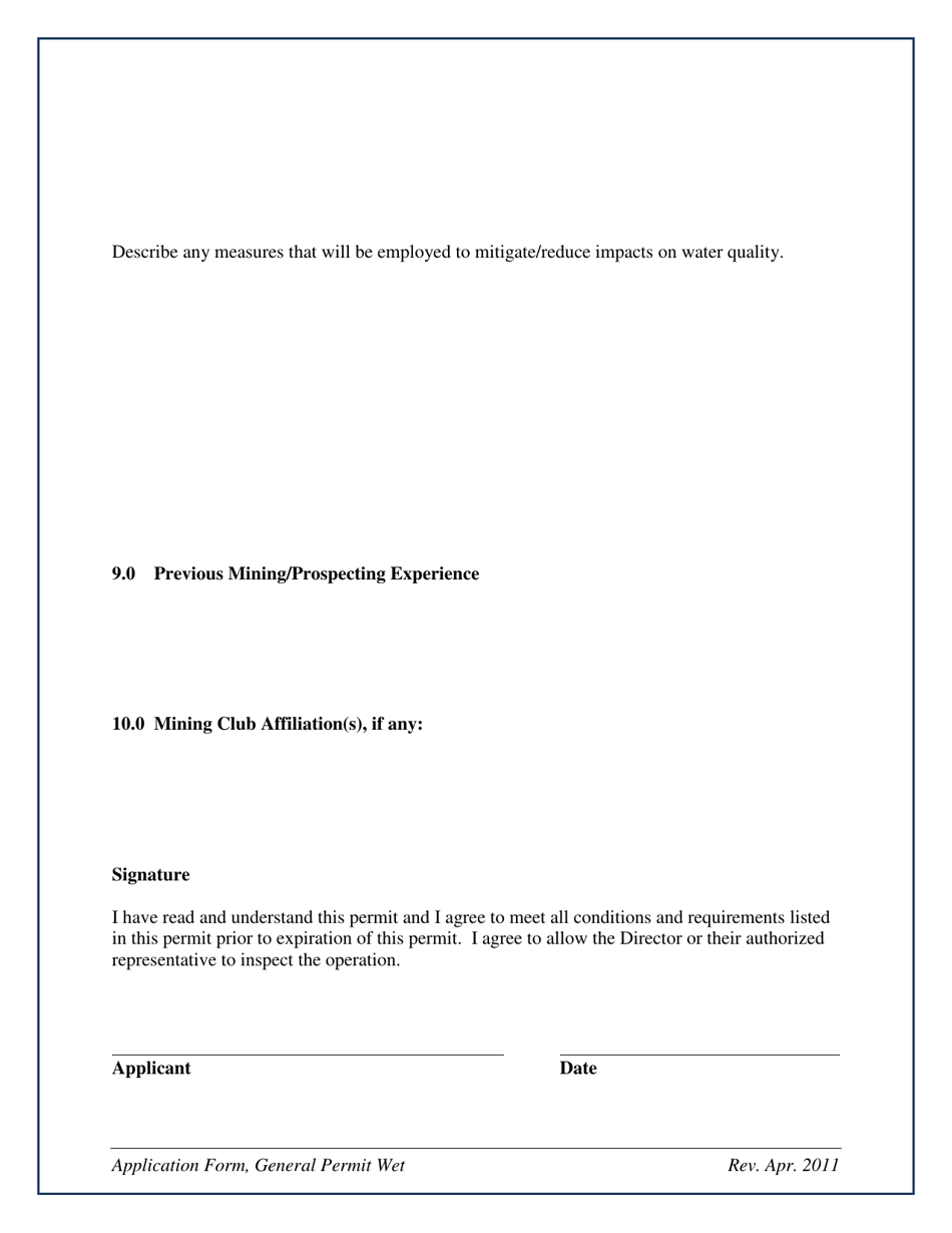 General Mining Permit Application for Wet Conditions - New Mexico, Page 7