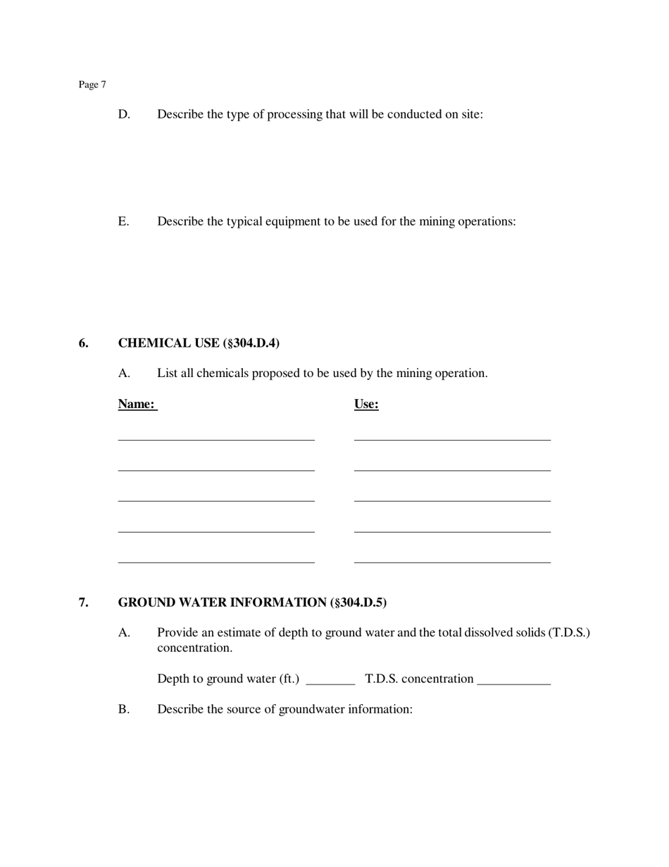 Subpart 3 Minimal Impact New Mining Permit Application - New Mexico, Page 7