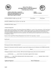 Application for a Variance From the Requirements of the Liquid Waste Disposal and Treatment Regulations - New Mexico