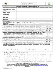 Form LW-904E &quot;Installer Specialist Application Form&quot; - New Mexico