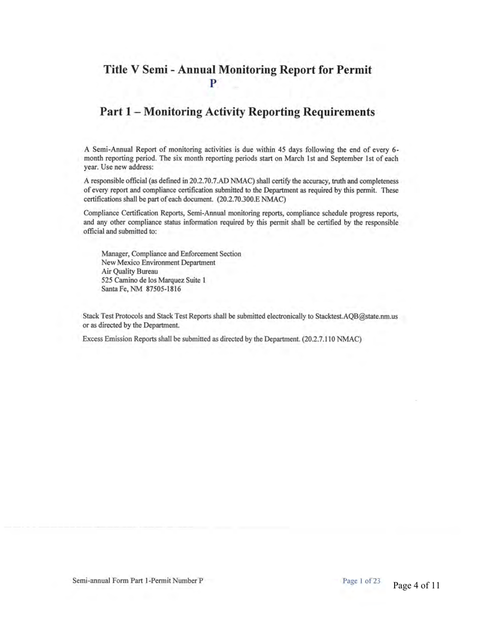 Instructions for Title-V Semi-annual Monitoring Report - New Mexico, Page 4