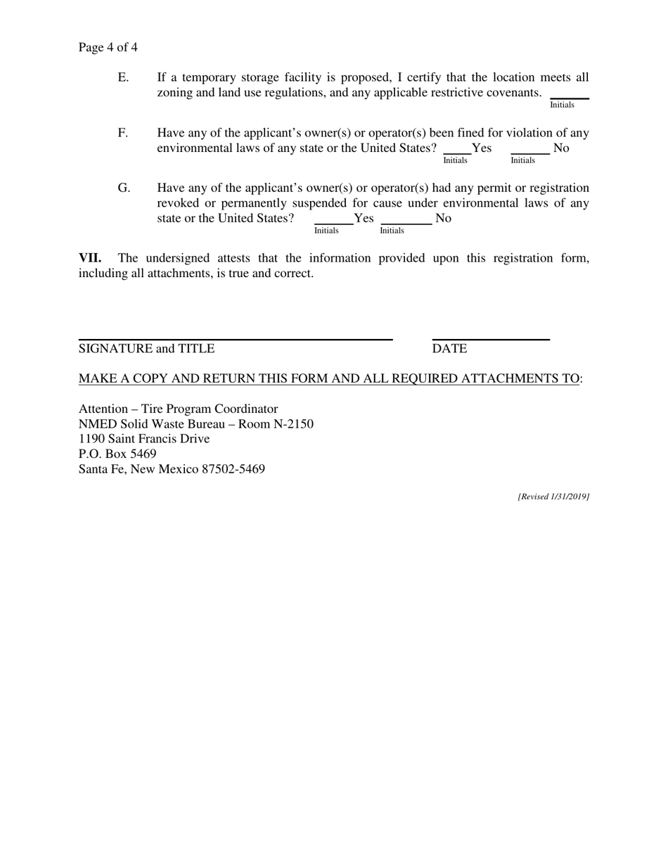 Scrap Tire Hauler Registration Form - New Mexico, Page 4