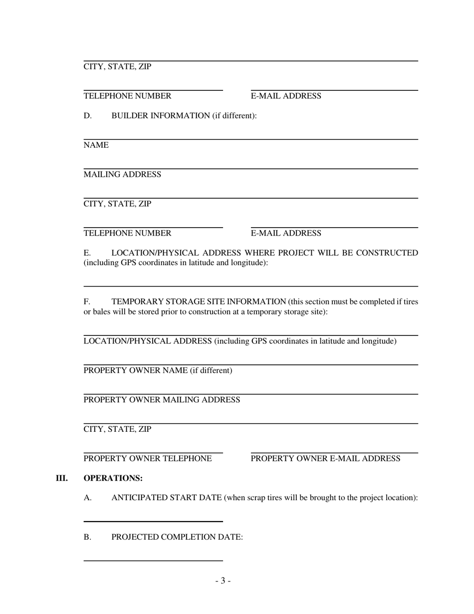 Civil Engineering Application for Projects Using 100,000 Scrap Tires or More or That Are More Than 2 Bales High - New Mexico, Page 3