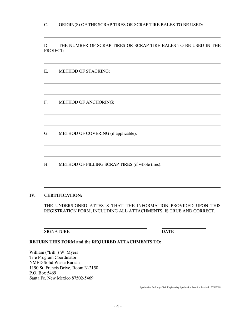 Civil Engineering Application for Projects Using 100,000 Scrap Tires or More or That Are More Than 2 Bales High - New Mexico, Page 4