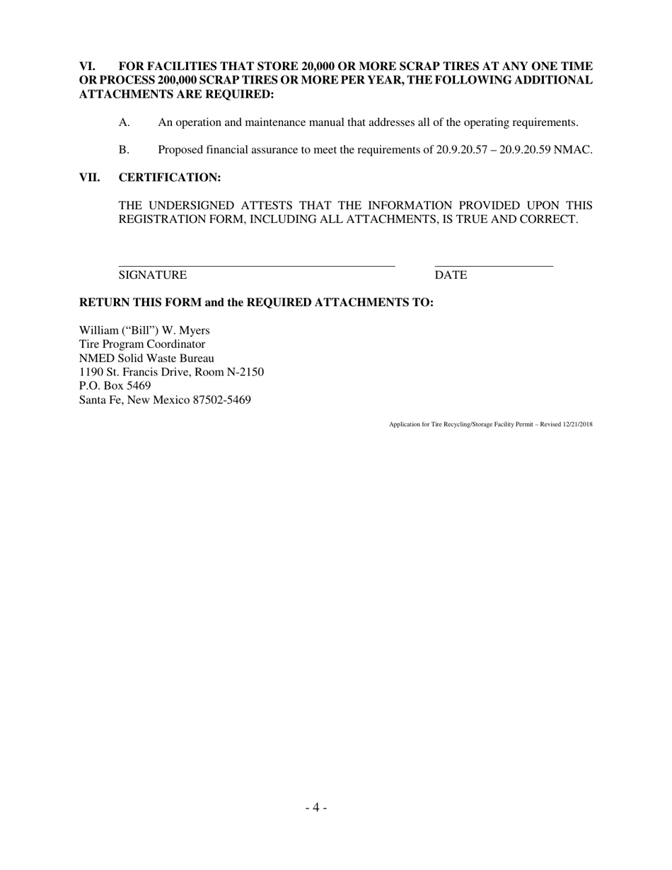 Application for Tire Recycling / Storage Facility Permit - New Mexico, Page 4