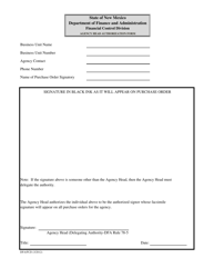 Form DFA/FCD &quot;Agency Head Authorization Form&quot; - New Mexico