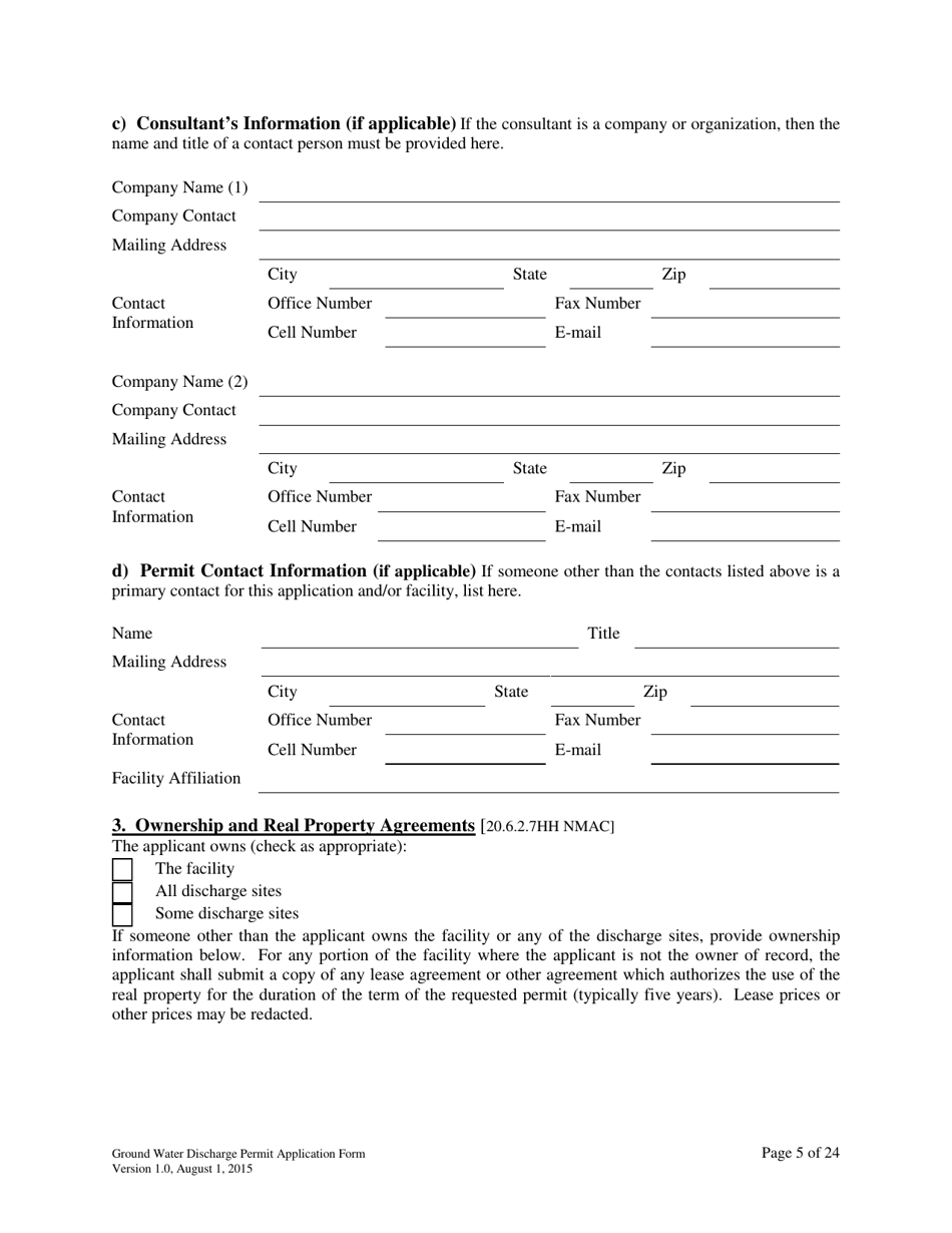 Ground Water Discharge Permit Application - New Mexico, Page 5